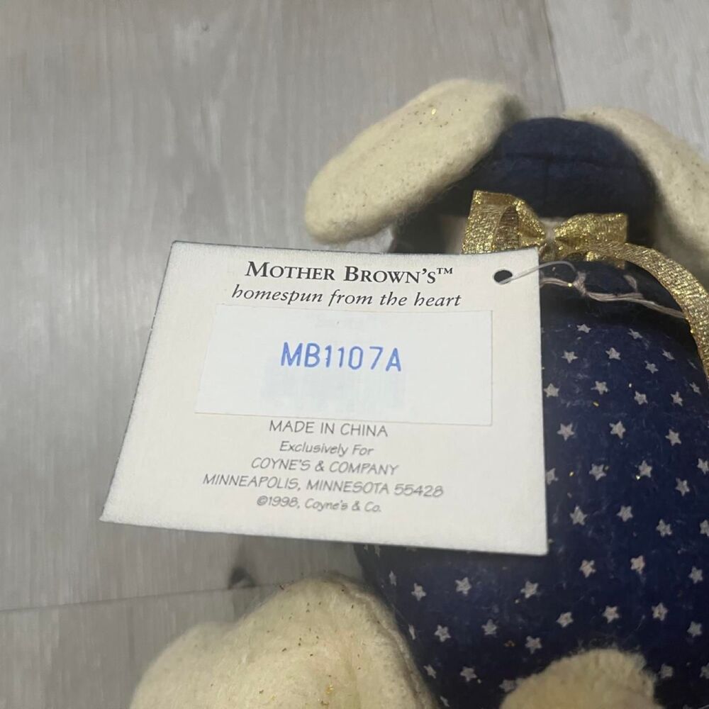 Vintage 1998 Mother Brown Homespun Primitive Star Bunny Plush with Tagmother - Picture 4 of 4